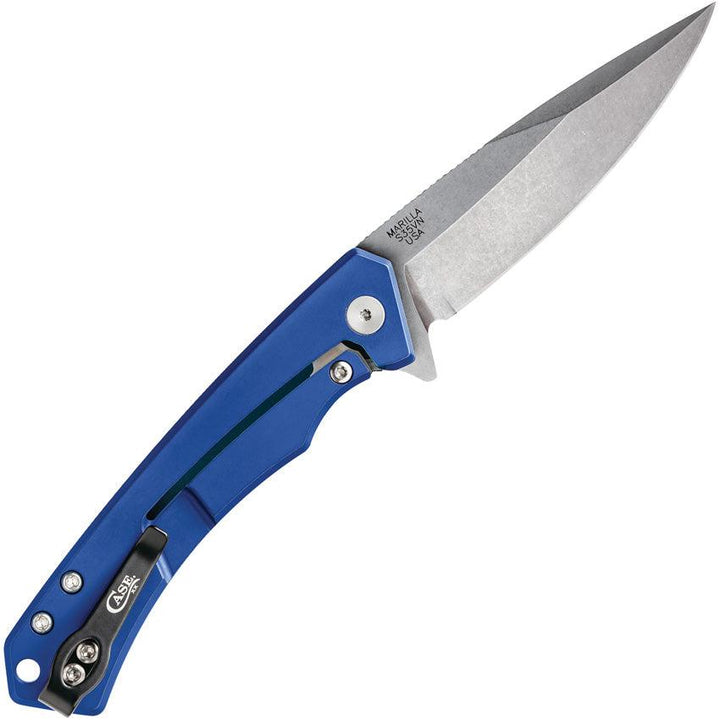 Case Cutlery Marilla Framelock Blue Aluminum w Black G10 Inlay Stonewash S35VN - Knives.mx