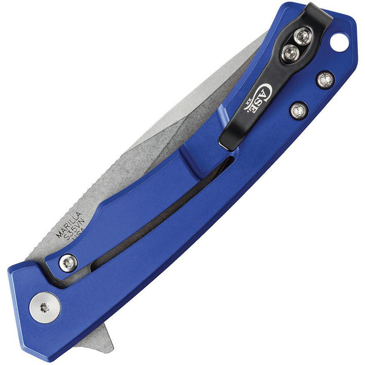 Case Cutlery Marilla Framelock Blue Aluminum w Black G10 Inlay Stonewash S35VN - Knives.mx