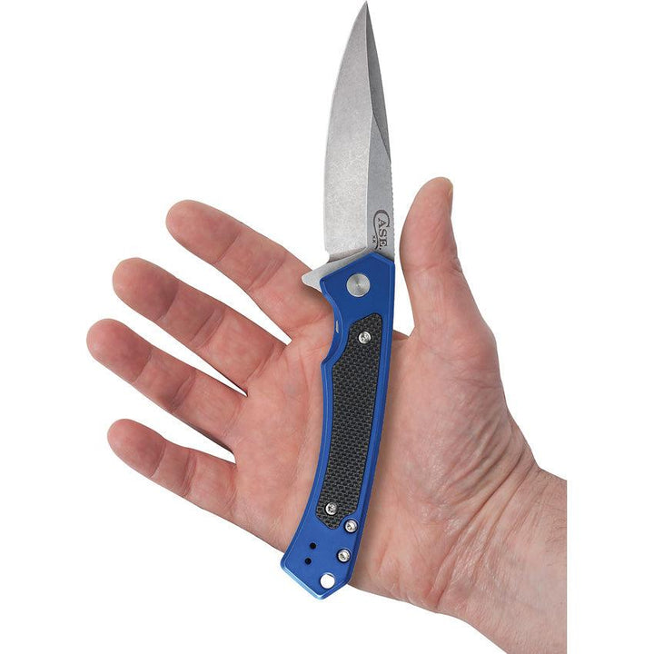 Case Cutlery Marilla Framelock Blue Aluminum w Black G10 Inlay Stonewash S35VN - Knives.mx