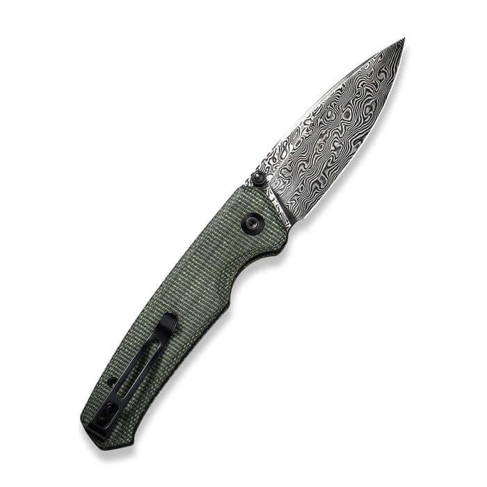 Civivi Altus Button Lock Knife Green Micarta Damascus - Knives.mx