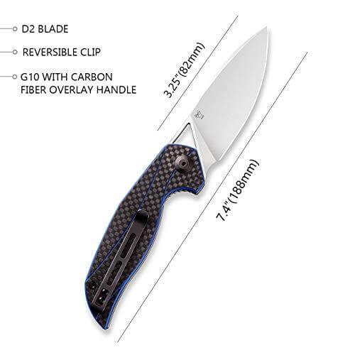 Civivi Anthropos Linerlock Blue G10 w CF D2 - Knives.mx