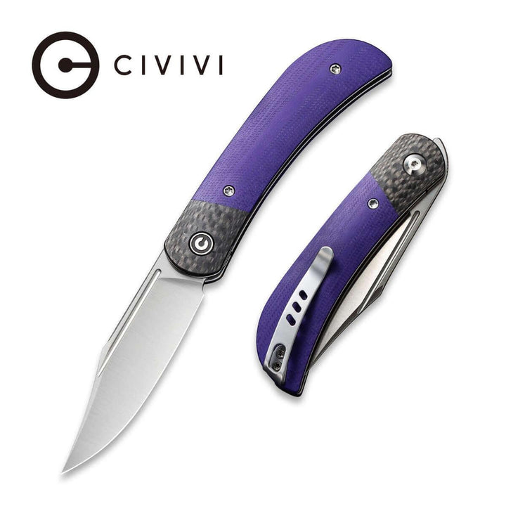 Civivi Appalachian Drifter II Linerlock Purple G10 w Black CF Satin Clip Point Nitro-V - Knives.mx