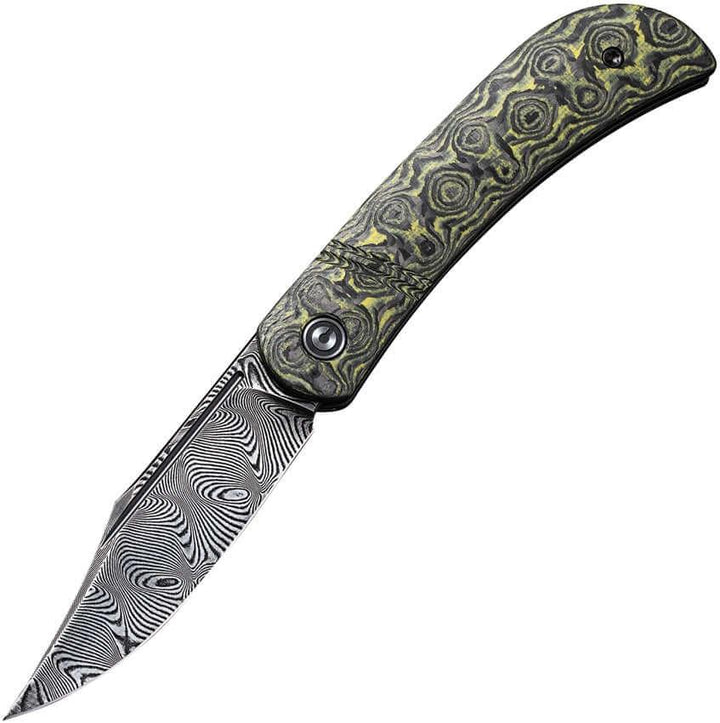 Civivi Appalachian Drifter Slip Joint Layered Yellow G10 & Rose Pattern CF Black Damascus - Knives.mx