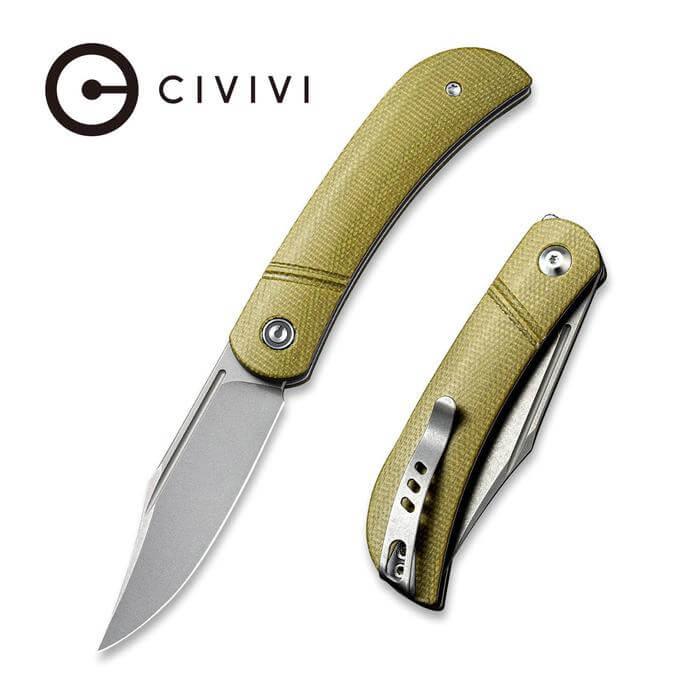 Civivi Appalachian Drifter Slip Joint Olive Micarta Gray SW S35VN - Knives.mx