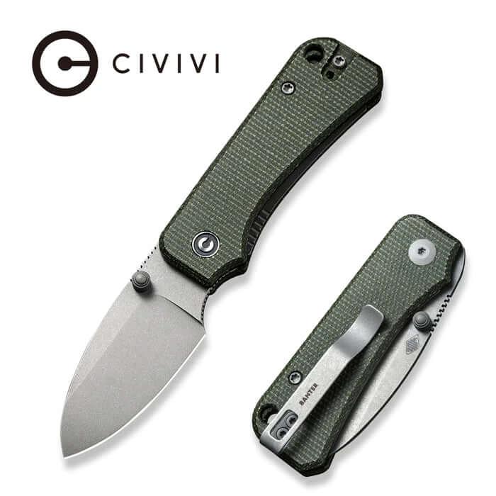 Civivi Baby Banter Linerlock Green Micarta Gray Stonewashed Nitro-V - Knives.mx