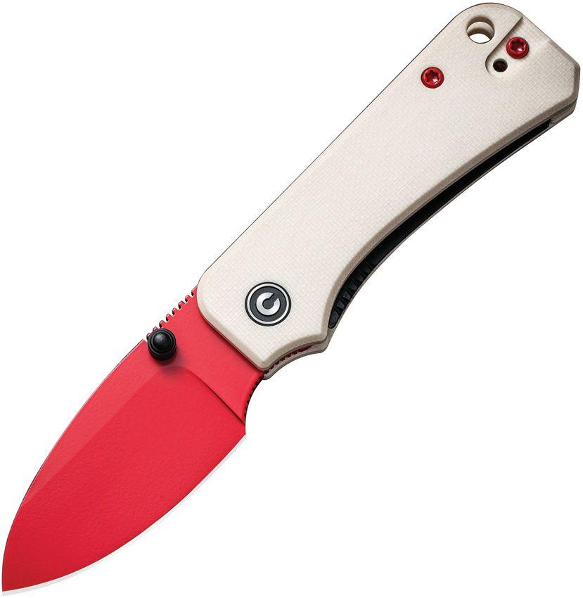 Civivi Baby Banter Linerlock Ivory G10 Red Painted Drop Point Nitro-V - Knives.mx