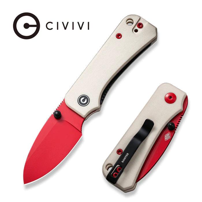 Civivi Baby Banter Linerlock Ivory G10 Red Painted Drop Point Nitro-V - Knives.mx