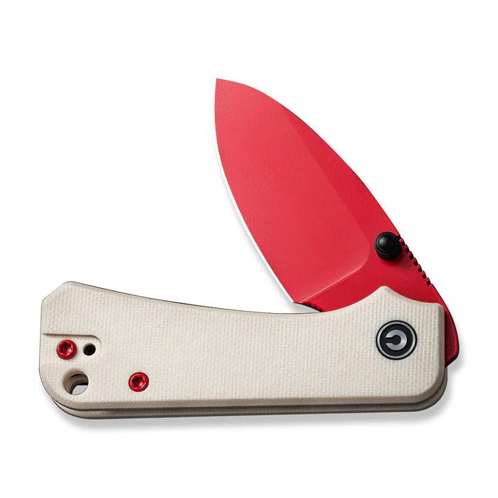 Civivi Baby Banter Linerlock Ivory G10 Red Painted Drop Point Nitro-V - Knives.mx