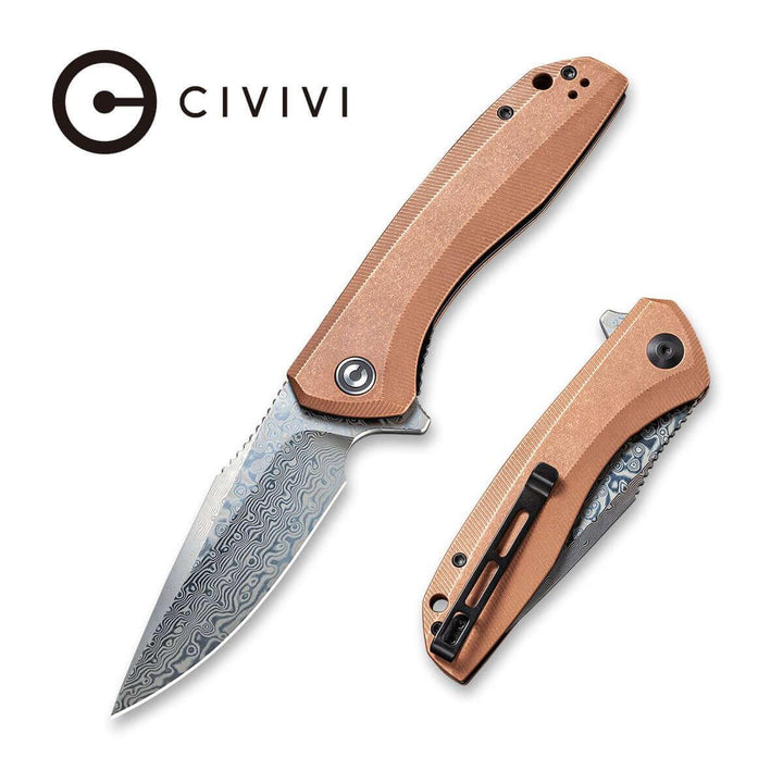 Civivi Baklash Copper Stonewashed Handle Damascus - Knives.mx