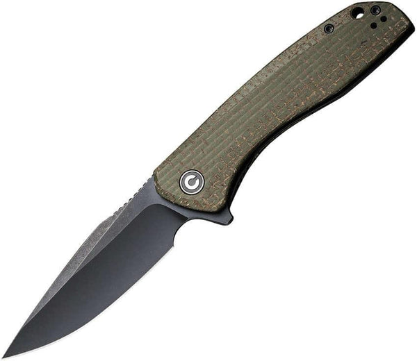 Civivi Baklash Green Coarse Micarta Black Stonewashed 9Cr18MoV - Knives.mx