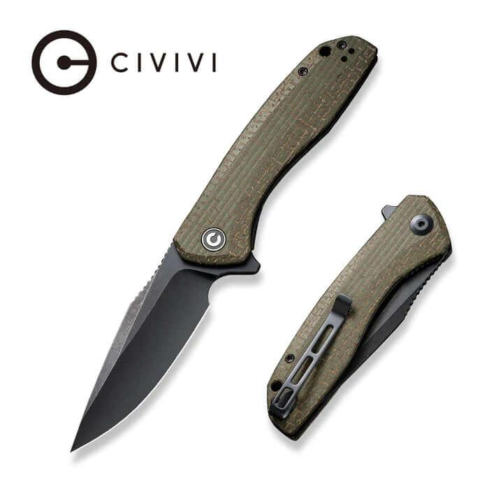 Civivi Baklash Green Coarse Micarta Black Stonewashed 9Cr18MoV - Knives.mx