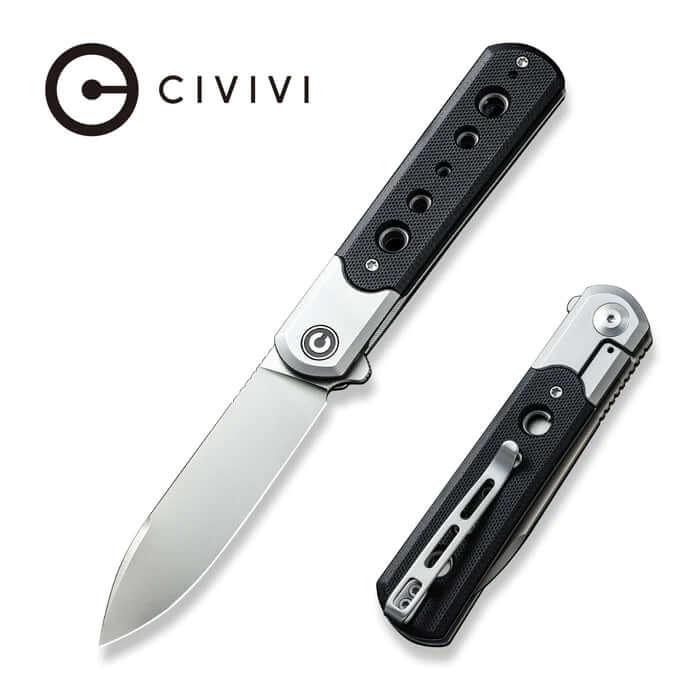 Civivi Banneret Flipper Knife Steel With Black G10 Inlay Silver Bead Blasted Nitro-V - Knives.mx