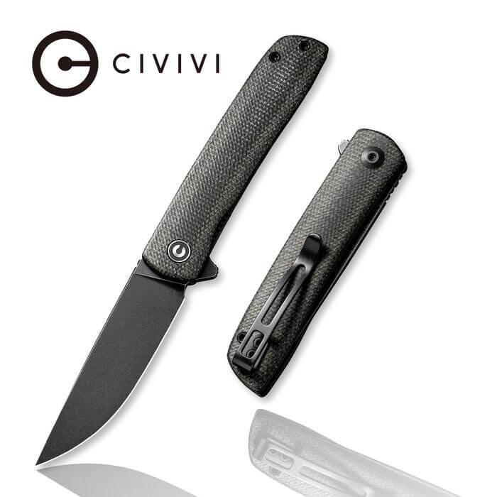Civivi Bo Linerlock Dark Green Micarta Black Stonewashed Nitro-V - Knives.mx