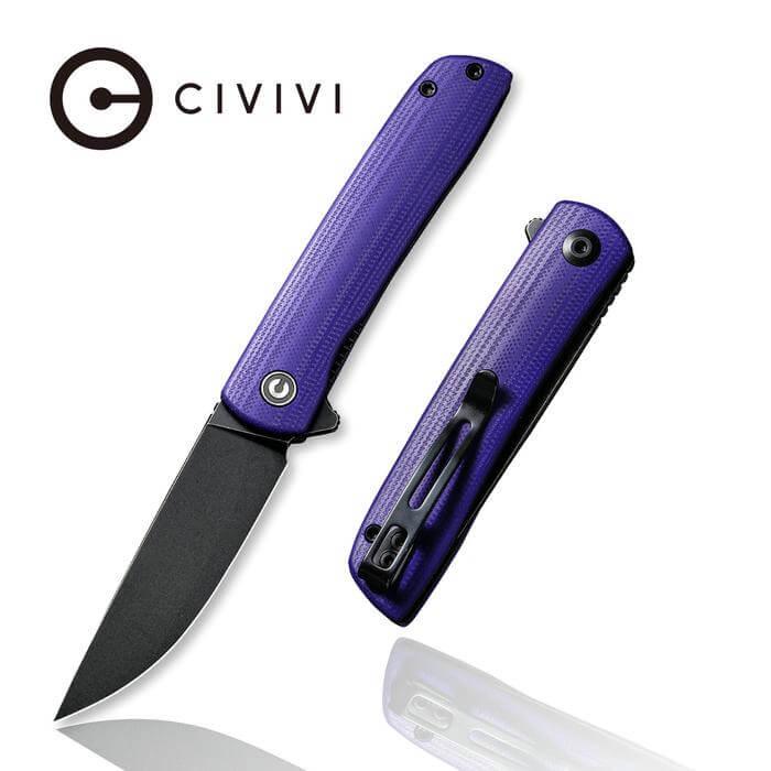 Civivi Bo Linerlock Purple G10 Black Stonewashed Nitro-V - Knives.mx