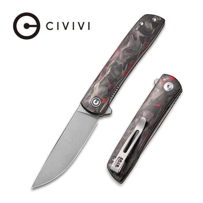 Civivi Bo Linerlock Red CF Gray Stonewashed Nitro-V - Knives.mx
