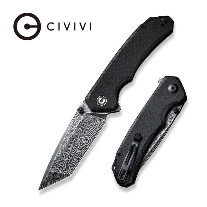 Civivi Brazen Linerlock Black Coarse Micarta Tanto Damascus - Knives.mx