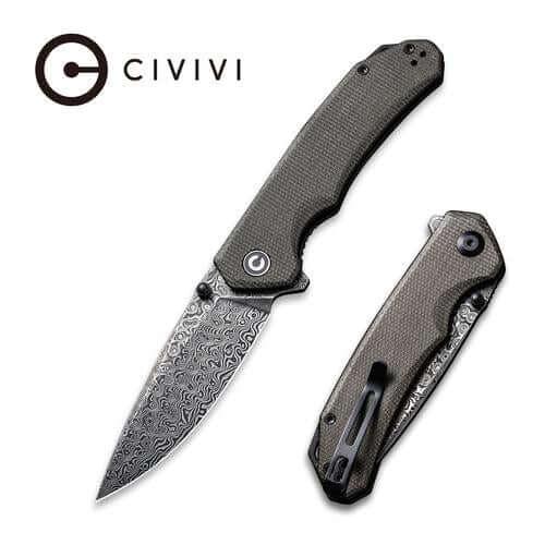 Civivi Brazen Linerlock Dark Green Micarta Damascus - Knives.mx