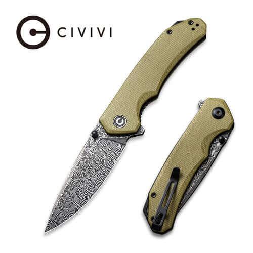 Civivi Brazen Linerlock Olive Micarta Black Hand Rubbed Damascus - Knives.mx