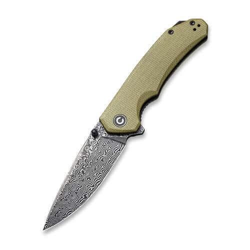 Civivi Brazen Linerlock Olive Micarta Black Hand Rubbed Damascus - Knives.mx