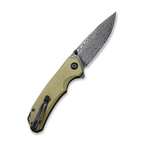 Civivi Brazen Linerlock Olive Micarta Black Hand Rubbed Damascus - Knives.mx