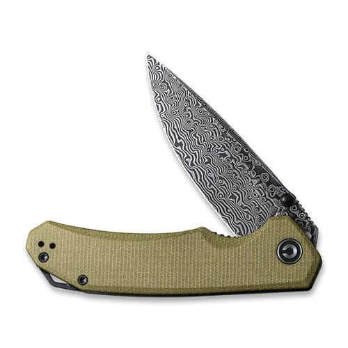 Civivi Brazen Linerlock Olive Micarta Black Hand Rubbed Damascus - Knives.mx