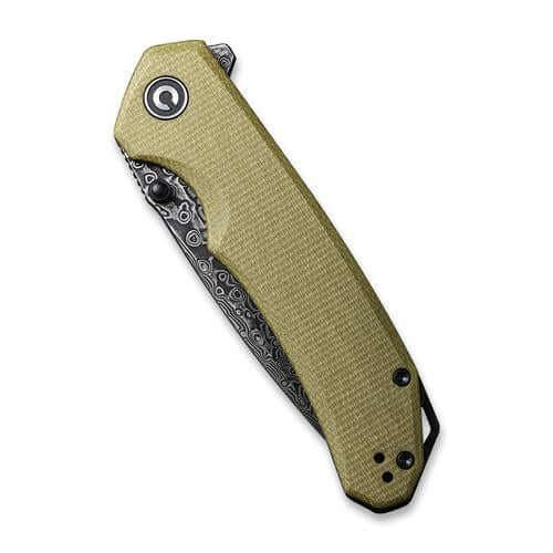 Civivi Brazen Linerlock Olive Micarta Black Hand Rubbed Damascus - Knives.mx