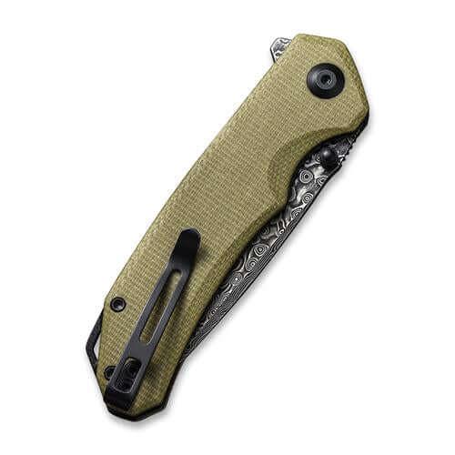 Civivi Brazen Linerlock Olive Micarta Black Hand Rubbed Damascus - Knives.mx
