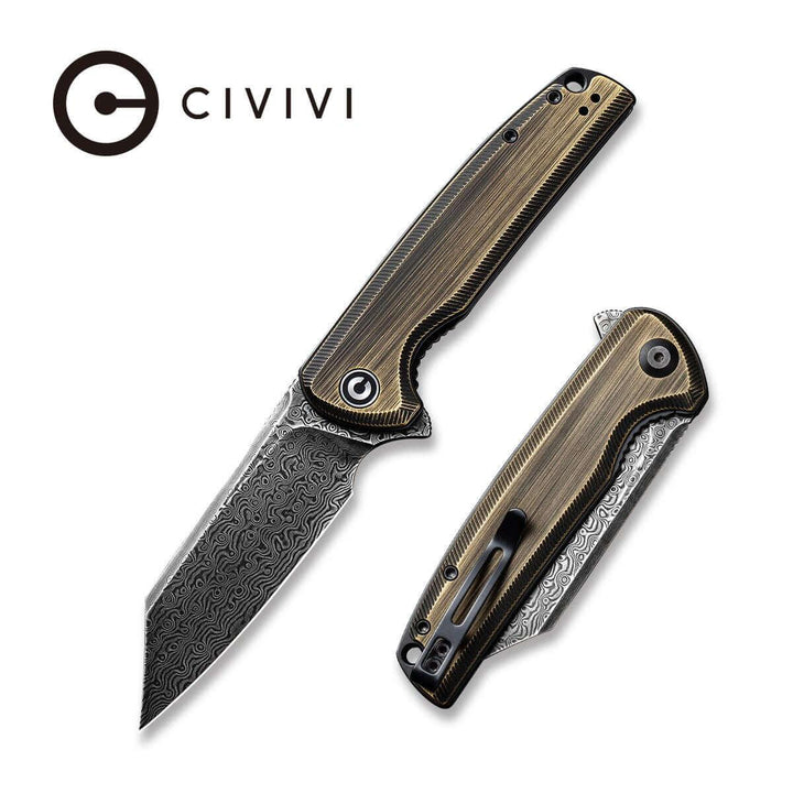 Civivi Brigand Linerlock Brass Damascus - Knives.mx