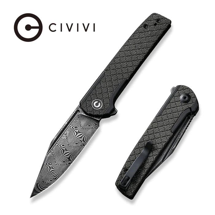 Civivi Cachet Framelock Stainless Steel With Dark Green Micarta Inlay Damascus - Knives.mx