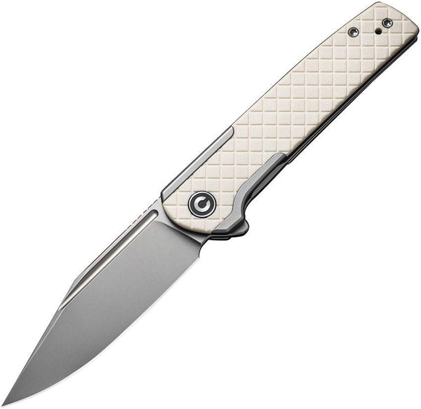 Civivi Cachet Framelock Stainless With G10 Ivory Inlay Silver Bead Blasted 14C28N - Knives.mx