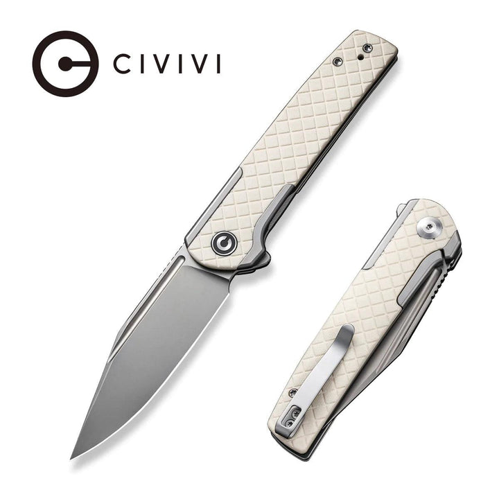 Civivi Cachet Framelock Stainless With G10 Ivory Inlay Silver Bead Blasted 14C28N - Knives.mx