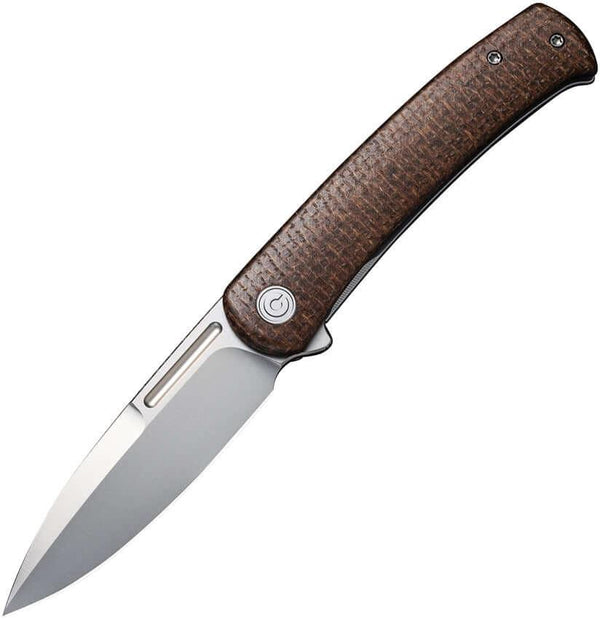 Civivi Cetos Framelock Brown Micarta Coarse w Gray Steel Side Bead Blasted 14C28N - Knives.mx