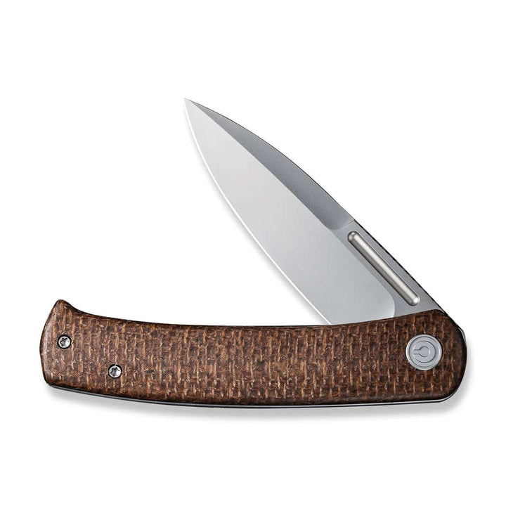 Civivi Cetos Framelock Brown Micarta Coarse w Gray Steel Side Bead Blasted 14C28N - Knives.mx