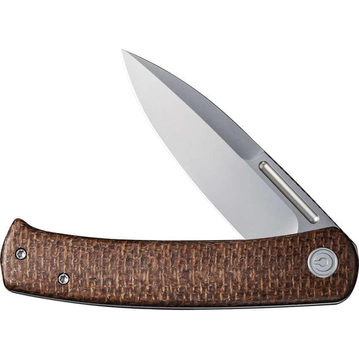 Civivi Cetos Framelock Brown Micarta Coarse w Gray Steel Side Bead Blasted 14C28N - Knives.mx