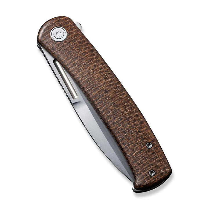 Civivi Cetos Framelock Brown Micarta Coarse w Gray Steel Side Bead Blasted 14C28N - Knives.mx