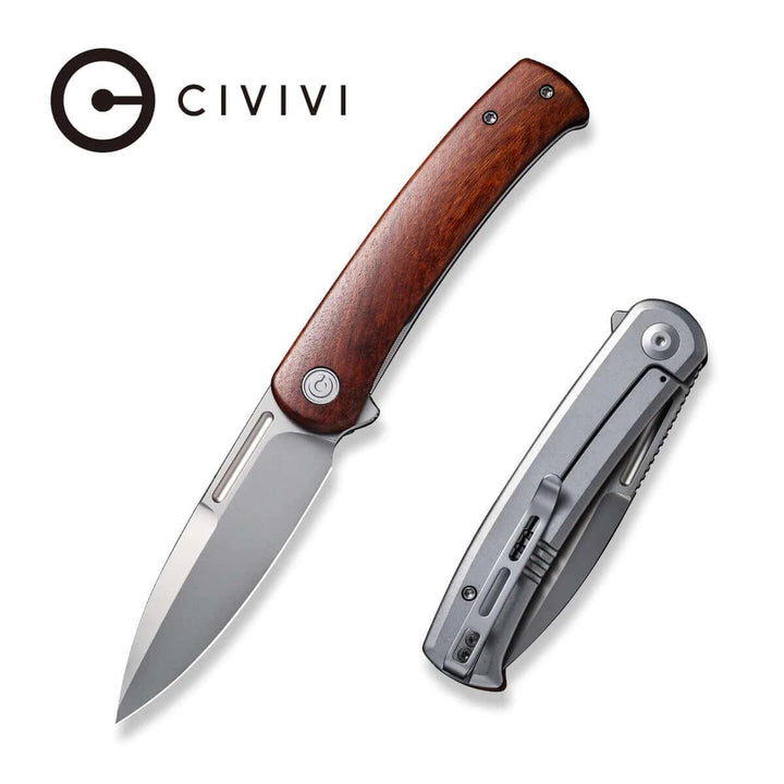 Civivi Cetos Framelock Cuibourtia Wood w Gray Steel Lock Side Bead Blasted 14C28N - Knives.mx