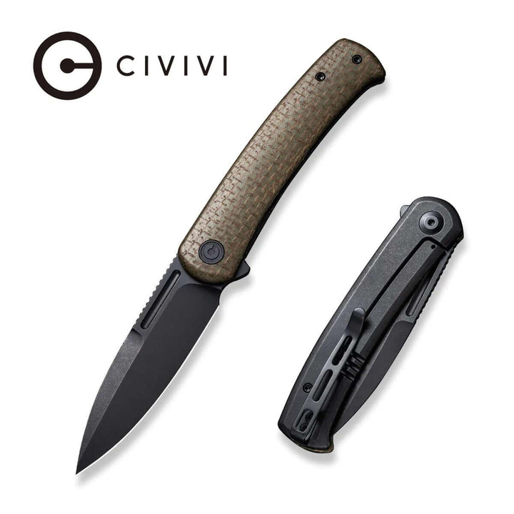 Civivi Cetos Framelock Green Micarta Coarse w Black Steel Side Stonewashed 14C28N - Knives.mx