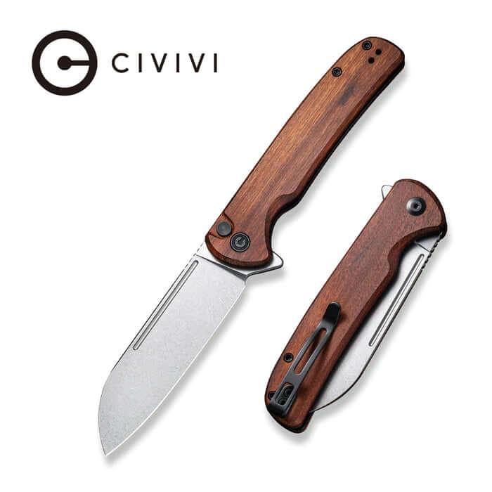 Civivi Chevalier Button Lock Cuibourtia Wood Stonewashed 14C28N - Knives.mx