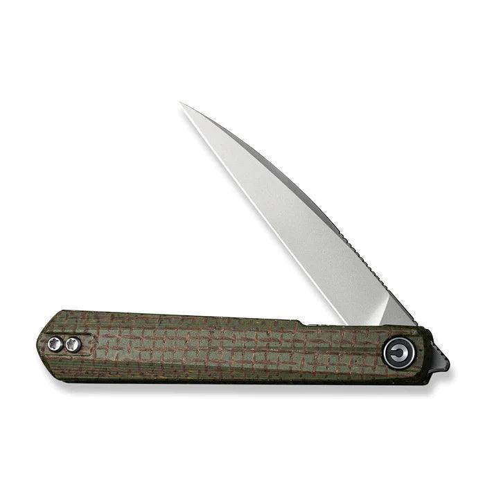 Civivi Clavi Linerlock Green Burlap Micarta Silver Bead Blasted Wharncliffe Nitro-V - Knives.mx