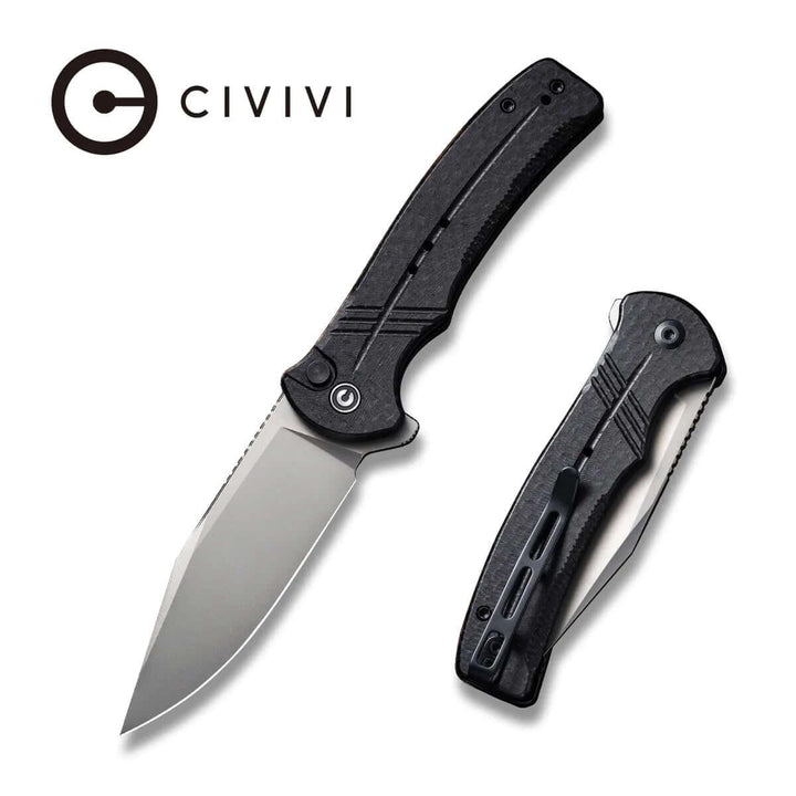 Civivi Cogent Button Lock Black Coarse Micarta Silver Bead Blasted 14C28N - Knives.mx