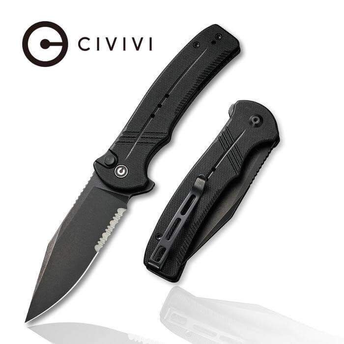 Civivi Cogent Button Lock Black G10 SW Serrated 14C28N - Knives.mx