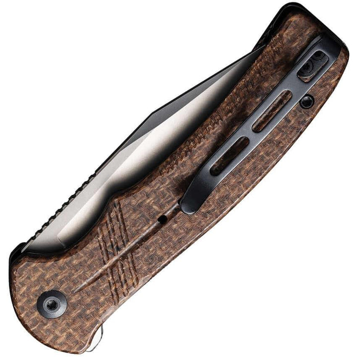 Civivi Cogent Button Lock Brown Coarse Micarta Silver Bead Blasted 14C28N - Knives.mx