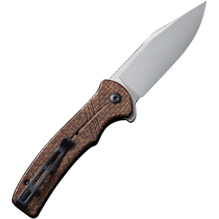 Civivi Cogent Button Lock Brown Coarse Micarta Silver Bead Blasted 14C28N - Knives.mx