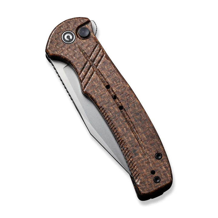 Civivi Cogent Button Lock Brown Coarse Micarta Silver Bead Blasted 14C28N - Knives.mx
