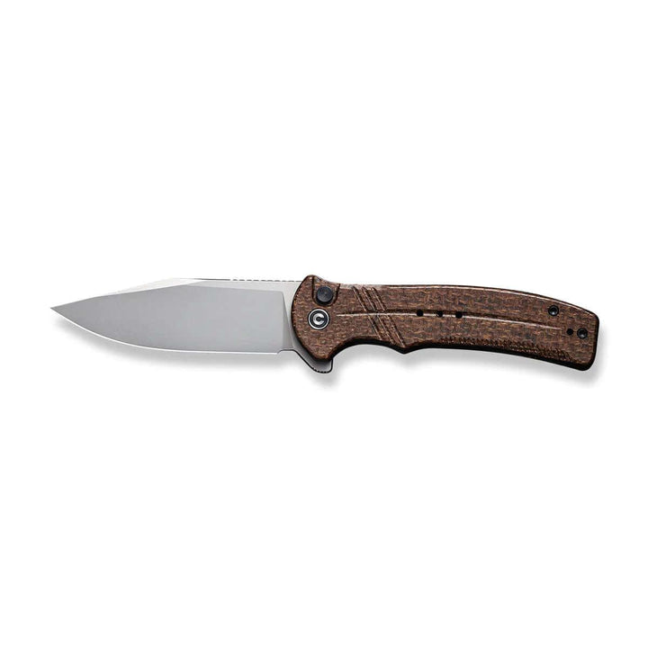 Civivi Cogent Button Lock Brown Coarse Micarta Silver Bead Blasted 14C28N - Knives.mx