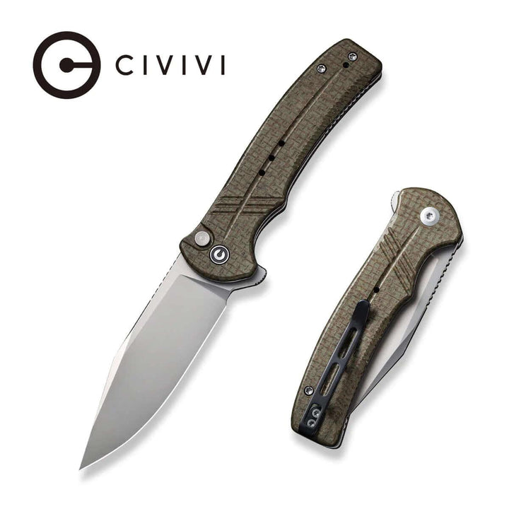 Civivi Cogent Button Lock Green Coarse Micarta Silver Bead Blasted 14C28N - Knives.mx