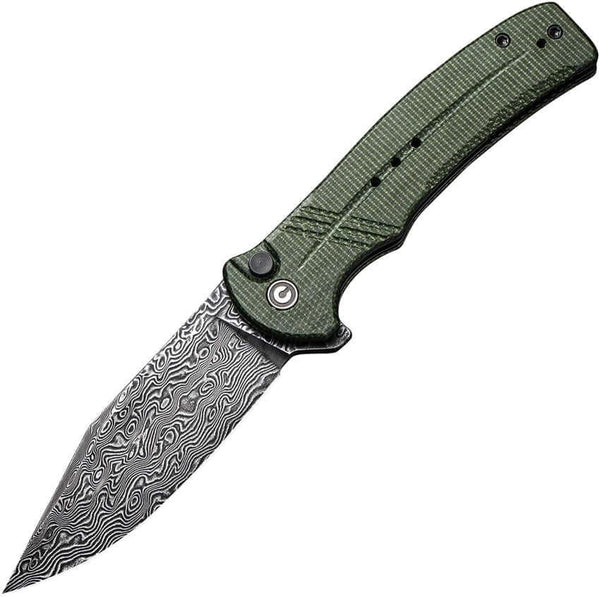 Civivi Cogent Button Lock Green Micarta Black Damascus - Knives.mx