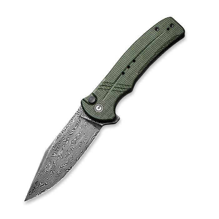 Civivi Cogent Button Lock Green Micarta Black Damascus - Knives.mx