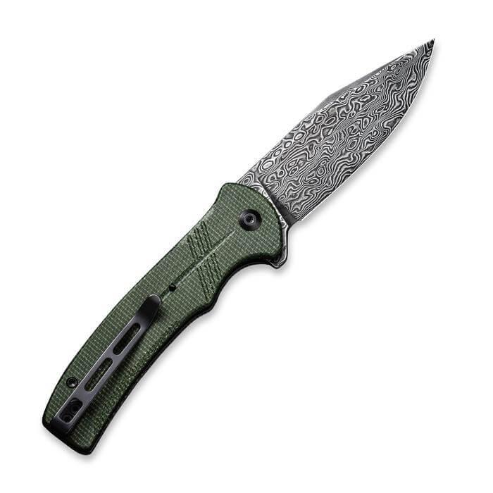 Civivi Cogent Button Lock Green Micarta Black Damascus - Knives.mx