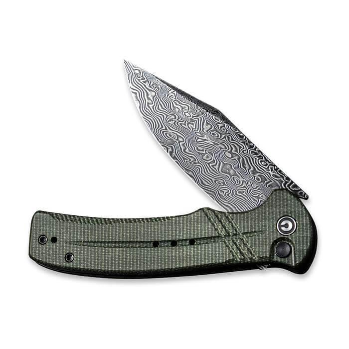 Civivi Cogent Button Lock Green Micarta Black Damascus - Knives.mx